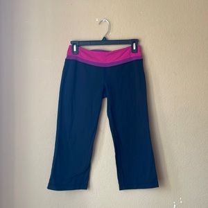 Used Lululemon Cropped Size 4 Pink, Purple, and Black Leggings